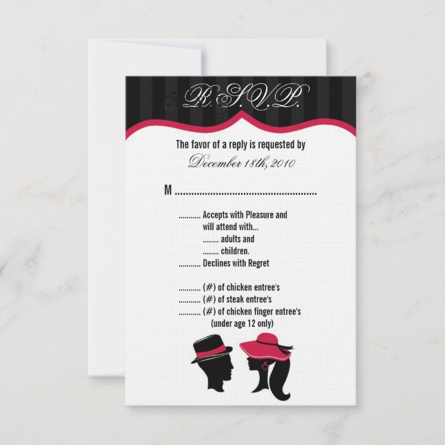 3.5x5 R.S.V.P. Card Formal Hats Elegant (Front)