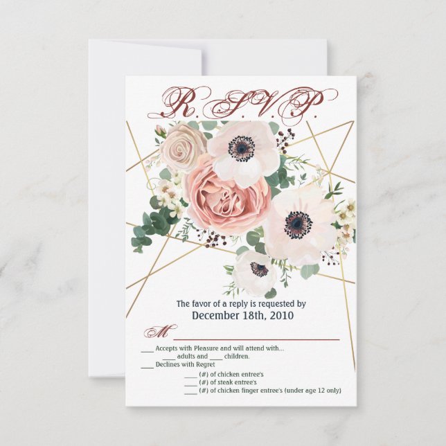 3.5x5 R.S.V.P. Card Geometric Garden Rose Anemone (Front)