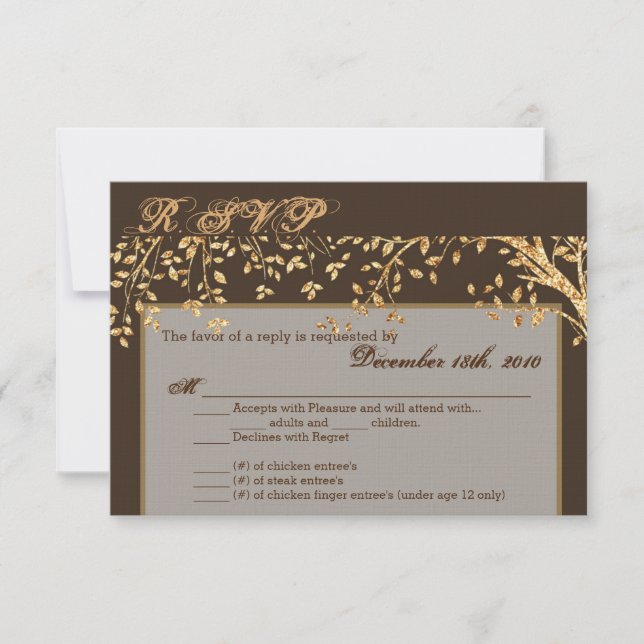 3.5x5 R.S.V.P. Card Gold Foil Autumn Fall Tree Bra (Front)