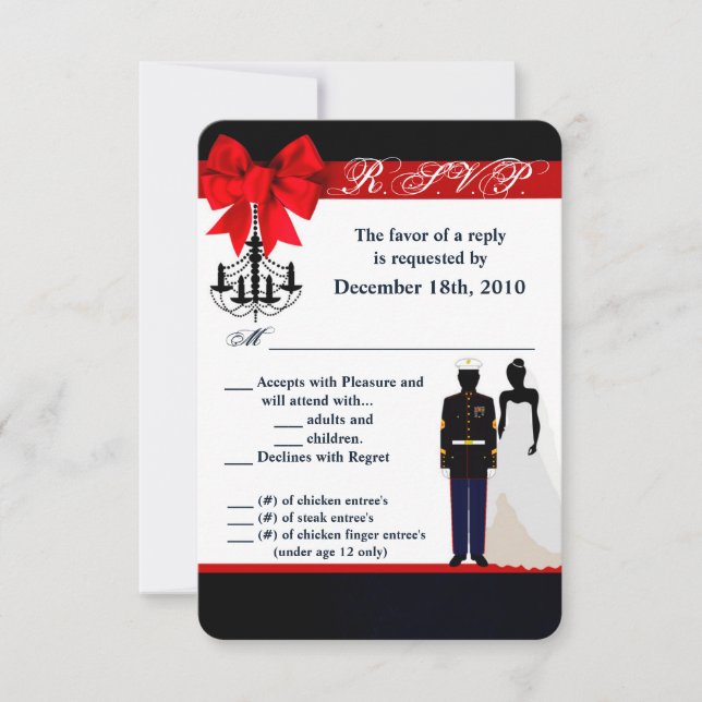 3.5x5 R.S.V.P. Card Marine Uniform Groom Bride (Front)