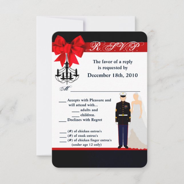 3.5x5 R.S.V.P. Card Marine Uniform Groom Bride (Front)
