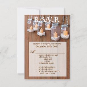 3.5x5 R.S.V.P. Card Mason Jar Candle Lights Night
