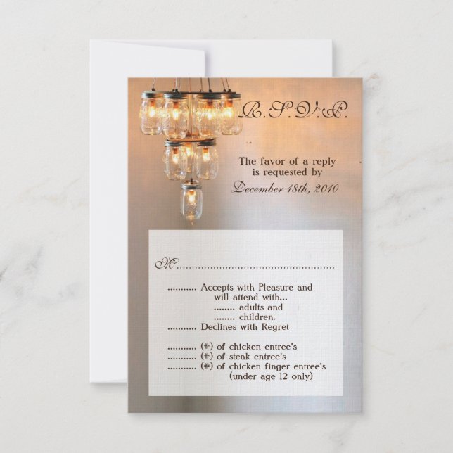 3.5x5 R.S.V.P. Card Mason Jar Chandelier Candle (Front)
