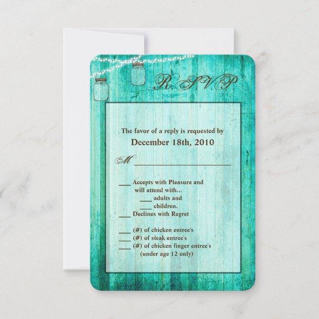 3.5x5 R.S.V.P. Card Mason Jar String Lights Wood (Front)