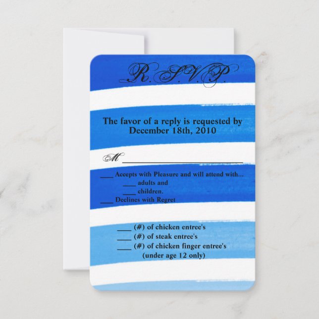 3.5x5 R.S.V.P. Card Ombre Stripe Blue Line Fade (Front)