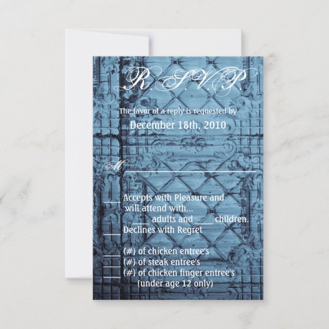 3.5x5 R.S.V.P. Card Rustic Tin Panel Ceiling Count (Front)