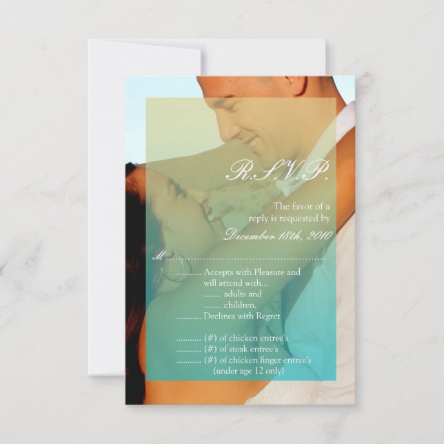 3.5x5 R.S.V.P. Card Sunset Fade Teal Blue Tan Port (Front)