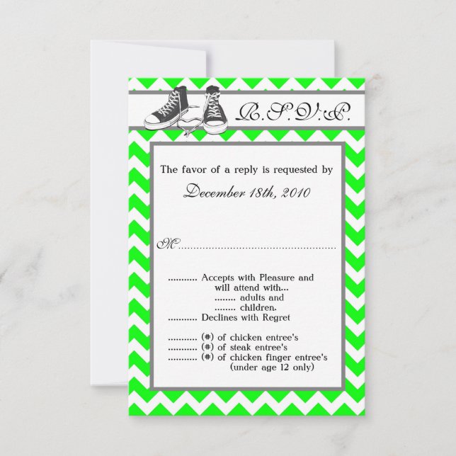 3.5x5 R.S.V.P. Card Teenage Sneakers Chevron Strip (Front)
