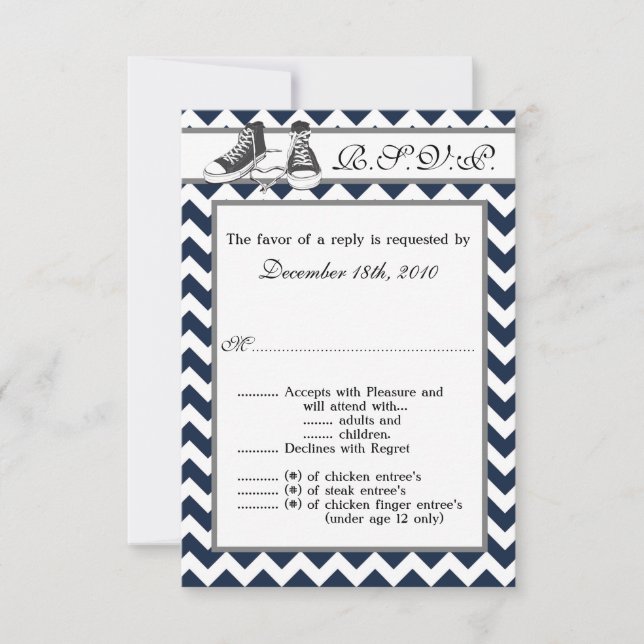 3.5x5 R.S.V.P. Card Teenage Sneakers Chevron Strip (Front)