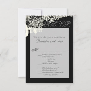 3.5x5 R.S.V.P. Card Vintage Victorian Lace Black