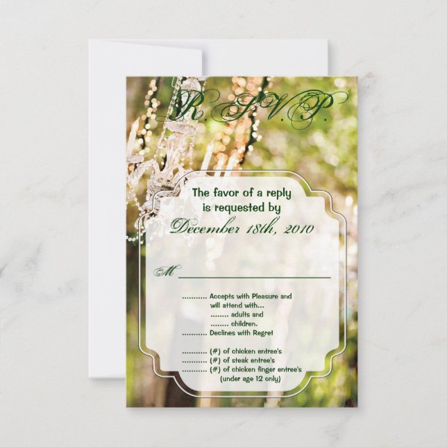 3.5x5 R.S.V.P. Card Wedding Chandelier in Oak Tree (Front)