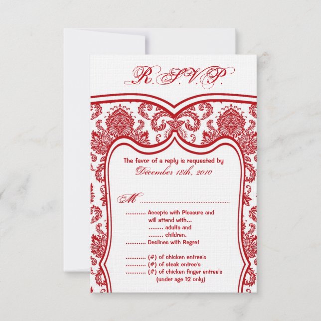 3.5x5 R.S.V.P. Card Wedding Damask (Front)