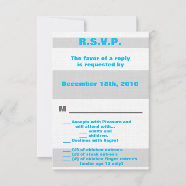 3.5x5 R.S.V.P. Modern Neon Stripe Blue 80's Retro Invitation (Front)