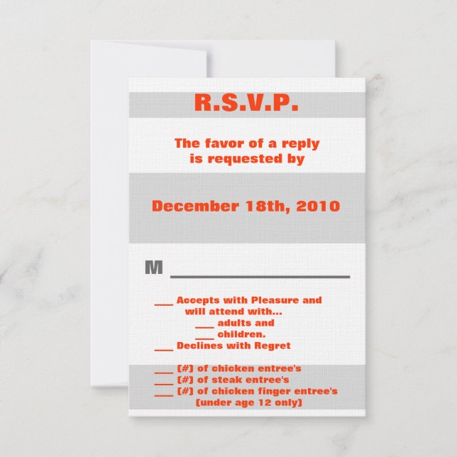 3.5x5 R.S.V.P. Modern Neon Stripe Orange Retro Invitation (Front)
