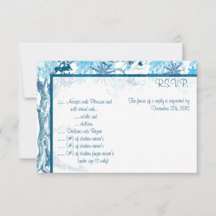 3.5x5 R.S.V.P Reply Card Blue Tree/ Snowflakes