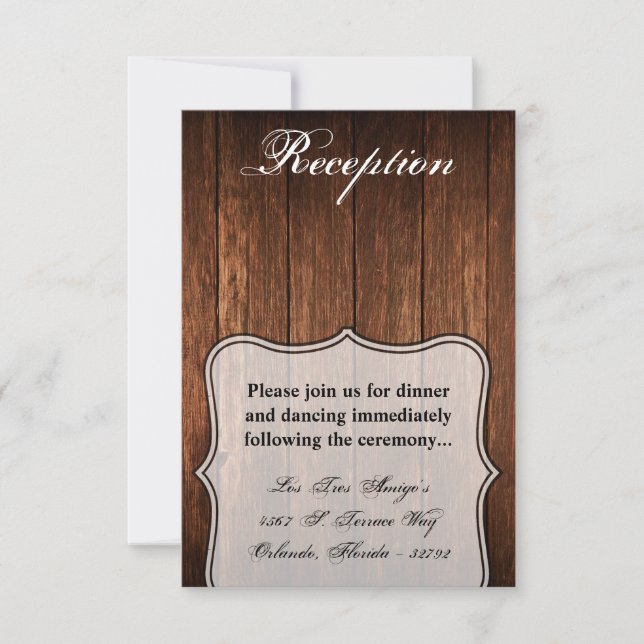 3.5x5 Reception Card Barn Wood Country Rustic (Front)