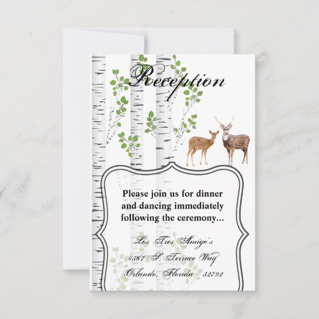 3.5x5 Reception Card Deer Doe Buck Forest Woodland (Front)
