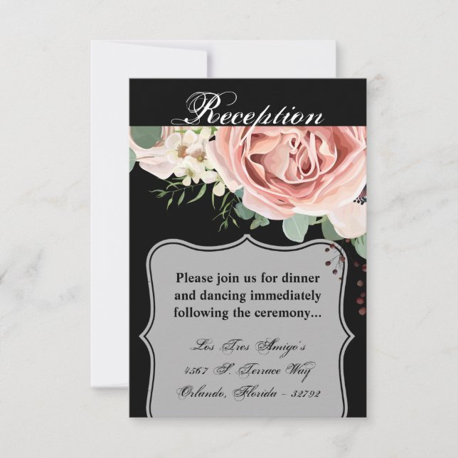 3.5x5 Reception Card Geometric Garden Rose Black (Front)