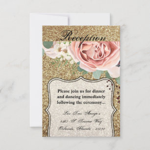 3.5x5 Reception Card Geometric Rose Gold Glitter