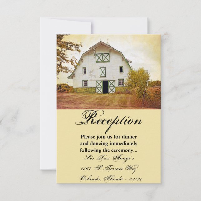 3.5x5 Reception Card Sunset Barn Country Rustic Fi (Front)