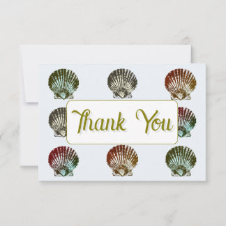 3.5X5" Seashell Pattern Flat Thank You Note Card