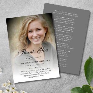 3.5x5 Thank You Custom Funeral Photo Sympathy Grey