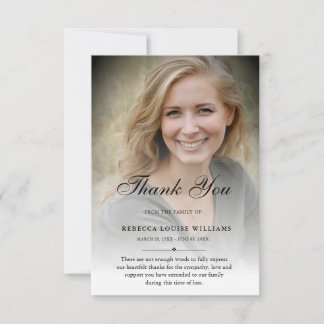 3.5x5 Thank You Custom Funeral Photo Sympathy Grey Card