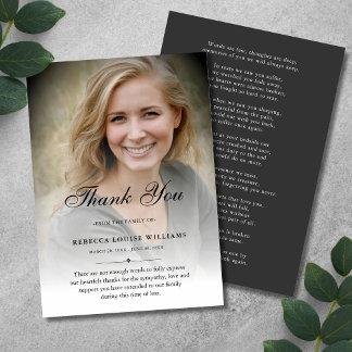 3.5x5 Thank You Custom Funeral Photo Sympathy Grey Card