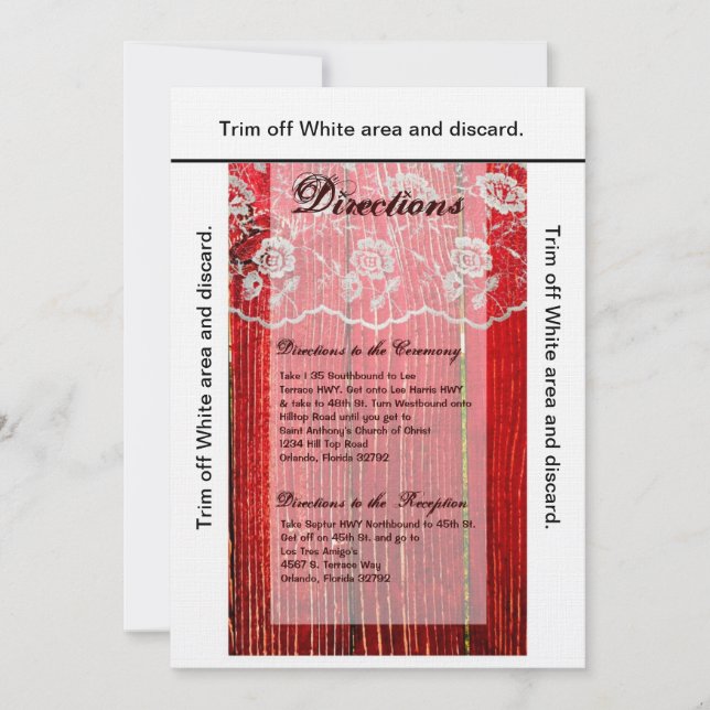 3.5x6 Direction Carte Pays Dentelle Rouge Lavage B (Devant)