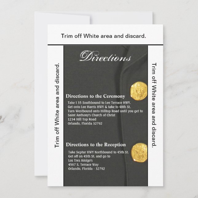 3.5x6 Directions Card ARMY DRESS GREENS UNIFORM (Front)