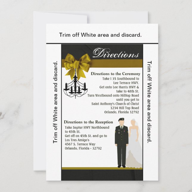3.5x6 Directions Card ARMY Uniform Groom Bride Sol (Front)
