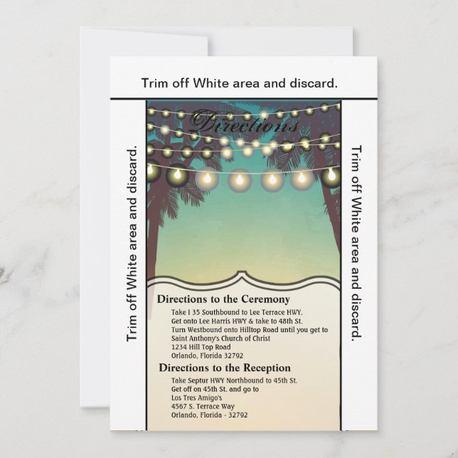 3.5x6 Directions Card Beach Sunset Palm Trees Stri (Front)