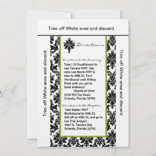 3.5x6 Directions Card Black Gree Damask