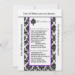 3.5x6 Directions Card Black Purp Damask