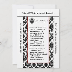 3.5x6 Directions Card Black Red Damask