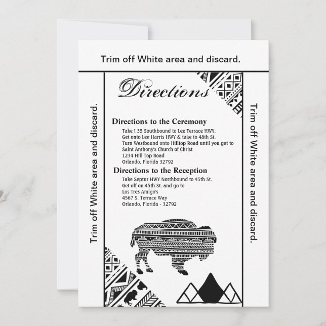 3.5x6 Directions Card Boho Buffalo Tribal Pattern (Front)