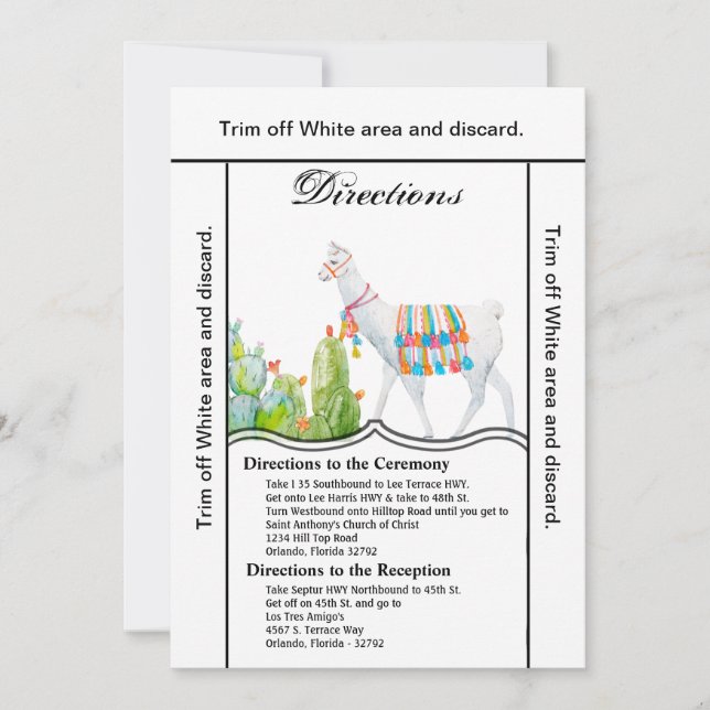 3.5x6 Directions Card Boho Llama Bohemian Cacti De (Front)