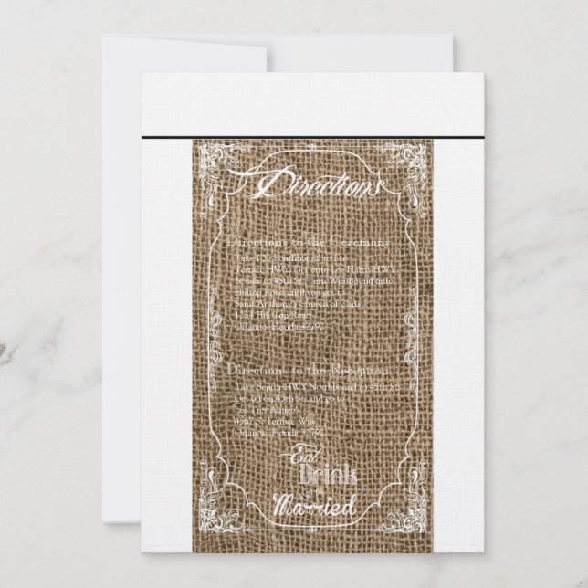 3.5x6 Directions Card Eat Drink Be Married Burlap (Front)