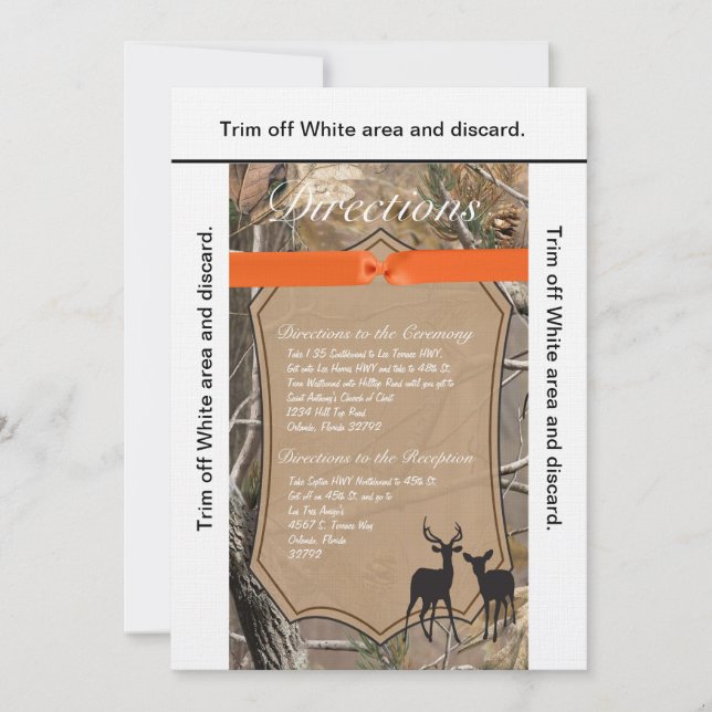 3.5x6 Directions Card Hunters Camo Camoflauge Deer (Front)