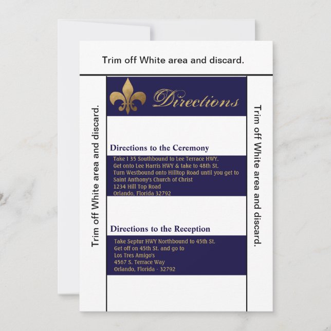 3.5x6 Directions Card Modern Stripe Navy White Co (Front)