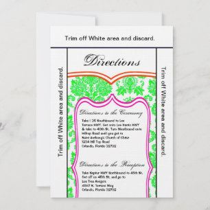 3.5x6 Directions Card Neon Green Pink Orang Damask