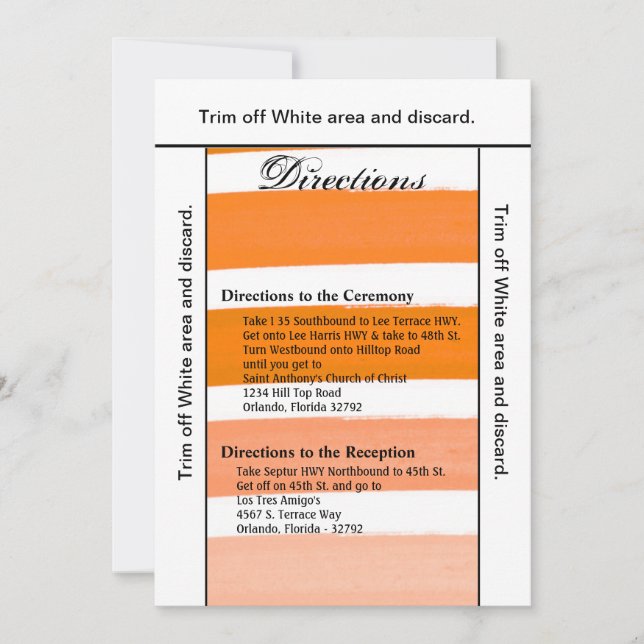 3.5x6 Directions Card Ombre Stripe Orange Line Fad (Front)