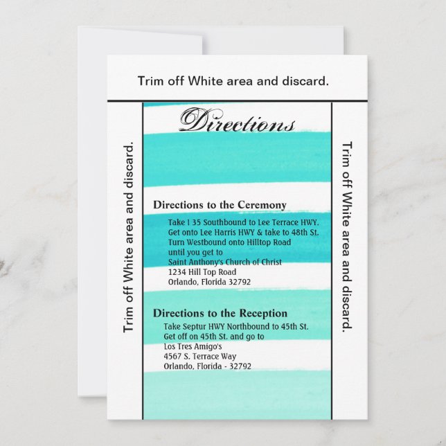 3.5x6 Directions Card Ombre Stripe Teal Line Fade (Front)