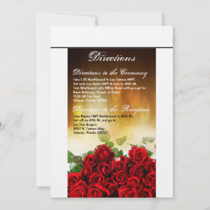 3.5x6 Directions Card Red Rose Bouquet Bridal Flow