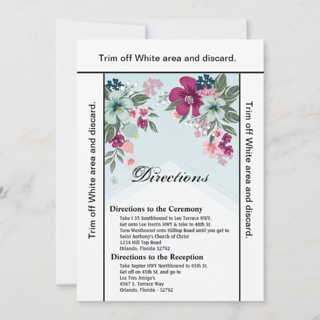 3.5x6 Directions Card Tropical Flower on Blue Ombr (Front)