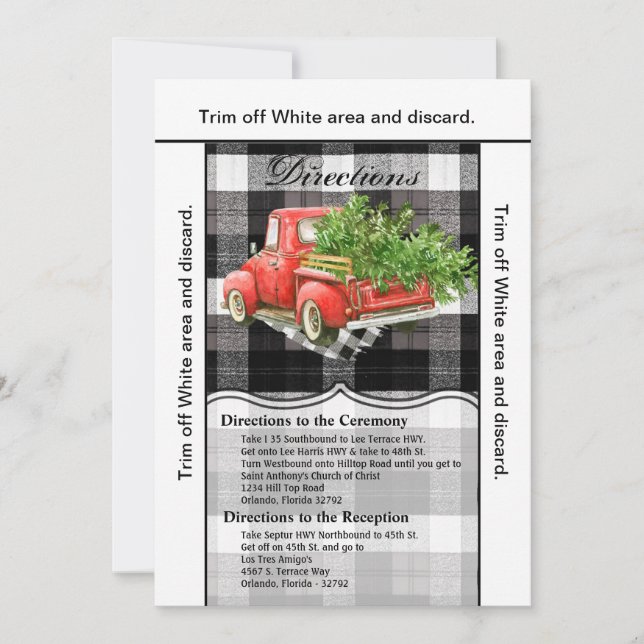 3.5x6 Directions Card XMAS Truck Baffalo Plaid Chr (Front)