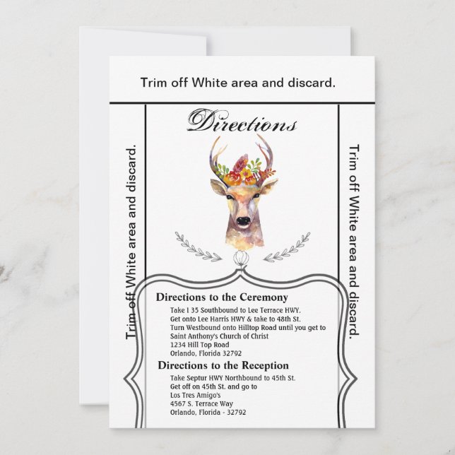 3.5x6 Directions Cartes de cerf-volant Buck Head B (Devant)