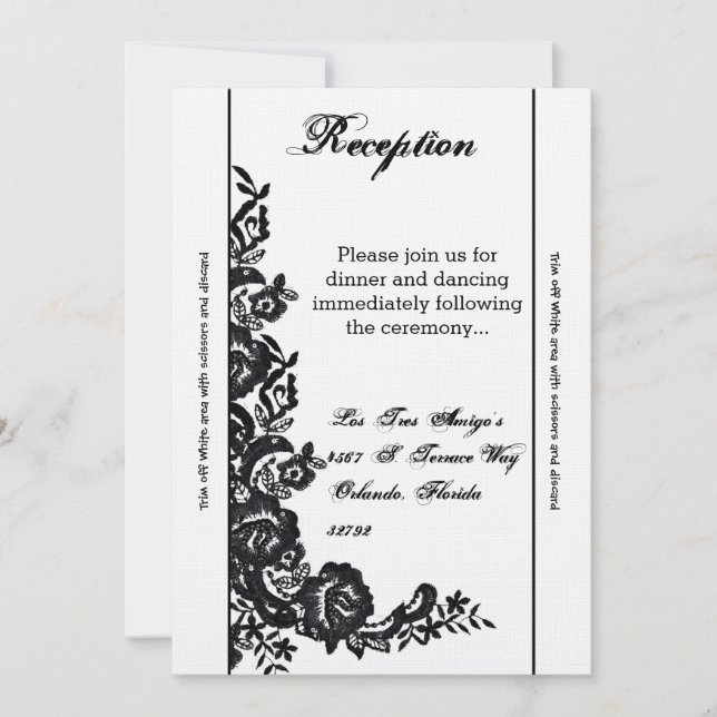 3.5x7 Carte de réception Black Lace Damask Antique (Devant)