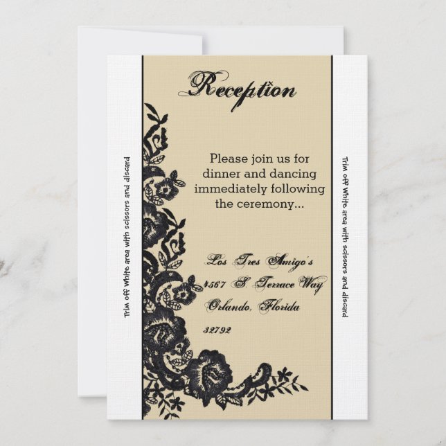 3.5x7 Carte de réception Black Lace Damask Antique (Devant)