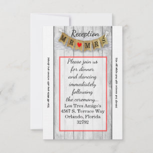 3.5x7 Carte de réception Burlap M et Mme Banner